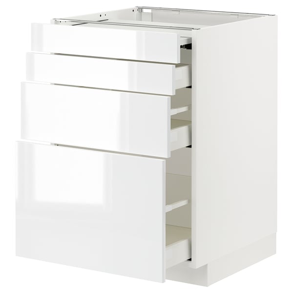 METOD / MAXIMERA bc w pull-out work surface/3drw, white/Ringhult white, 60x60 cm