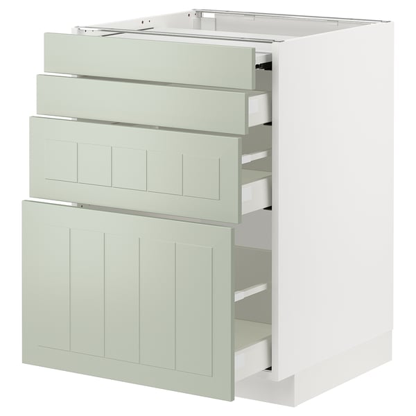 METOD / MAXIMERA bc w pull-out work surface/3drw, white/Stensund light green, 60x60 cm