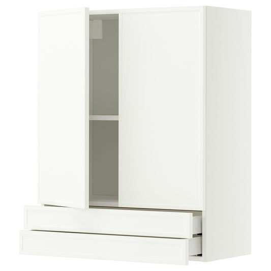 METOD / MAXIMERA wall cabinet w 2 doors/2 drawers, white/Aspudden matt white, 80x100 cm