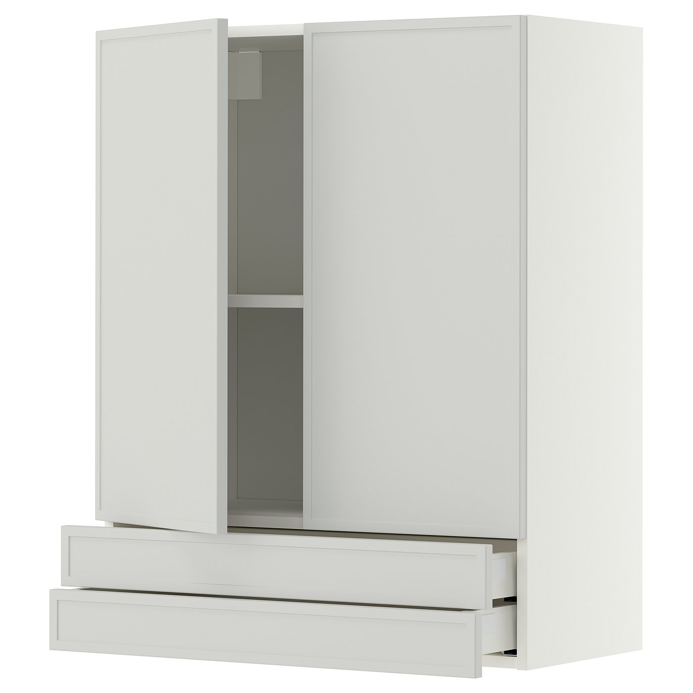 METOD / MAXIMERA wall cabinet w 2 doors/2 drawers, white/Aspudden light grey, 80x100 cm