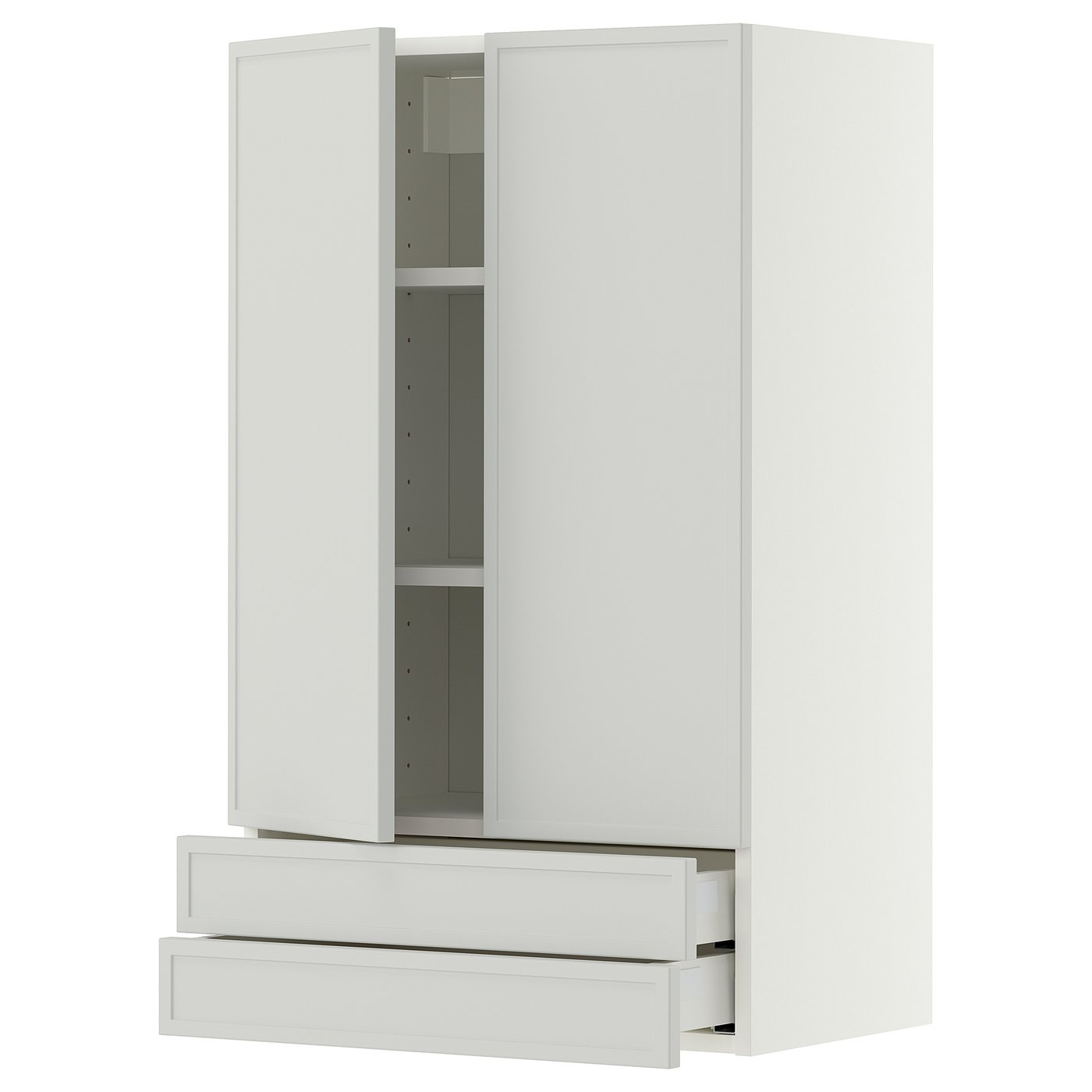 METOD / MAXIMERA wall cabinet w 2 doors/2 drawers, white/Aspudden light grey, 60x100 cm