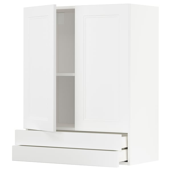 METOD / MAXIMERA - METOD / MAXIMERA Wall cabinet w 2 doors/2 drawers, white/Axstad matt white, 80x100 cm