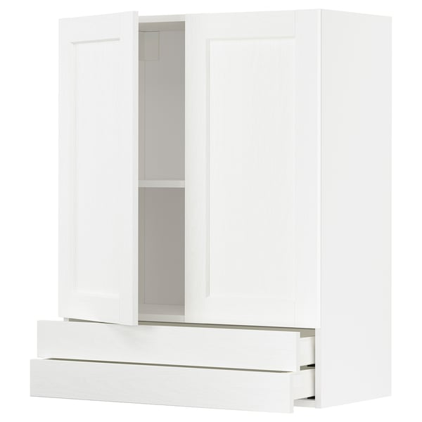 METOD / MAXIMERA - METOD / MAXIMERA Wall cabinet w 2 doors/2 drawers, white Enköping/white wood effect, 80x100 cm