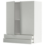 METOD / MAXIMERA wall cabinet w 2 doors/2 drawers, white/Havstorp light grey, 80x100 cm