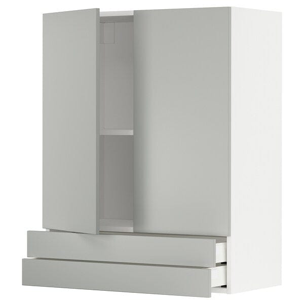 Ikea METOD / MAXIMERA - Wall cabinet w 2 doors/2 drawers, white/Havstorp light grey, 80x100 cm