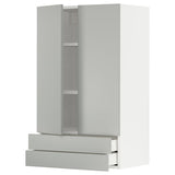 METOD / MAXIMERA wall cabinet w 2 doors/2 drawers, white/Havstorp light grey, 60x100 cm