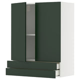 METOD / MAXIMERA wall cabinet w 2 doors/2 drawers, white/Havstorp deep green, 80x100 cm