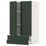 METOD / MAXIMERA wall cabinet w 2 doors/2 drawers, white/Havstorp deep green, 60x100 cm