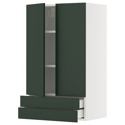 METOD / MAXIMERA - METOD / MAXIMERA Wall cabinet w 2 doors/2 drawers, white/Havstorp deep green, 60x100 cm