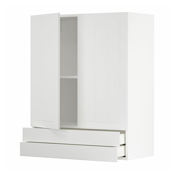 METOD / MAXIMERA wall cabinet w 2 doors/2 drawers, white/Stensund white, 80x100 cm