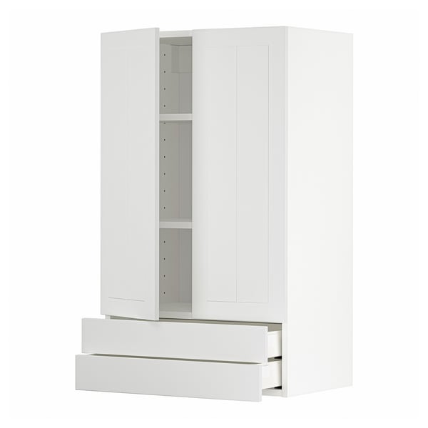 METOD / MAXIMERA wall cabinet w 2 doors/2 drawers, white/Stensund white, 60x100 cm