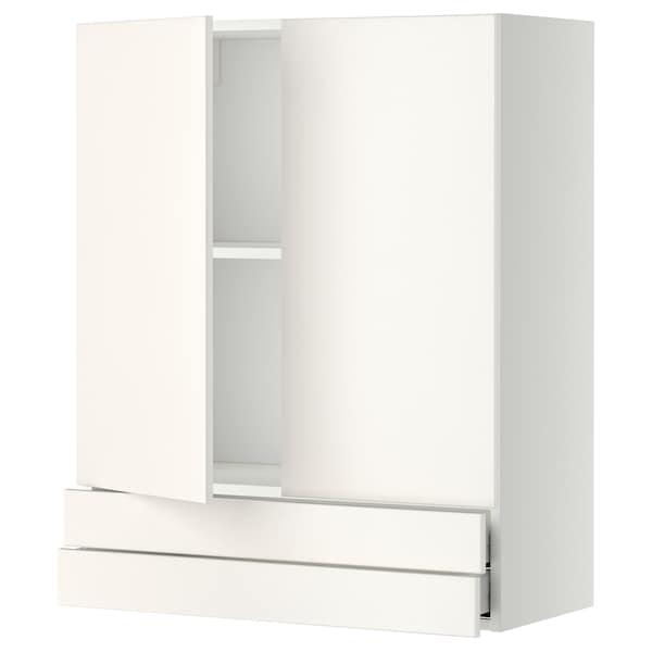 Ikea METOD / MAXIMERA - Wall cabinet w 2 doors/2 drawers, white/Veddinge white, 80x100 cm