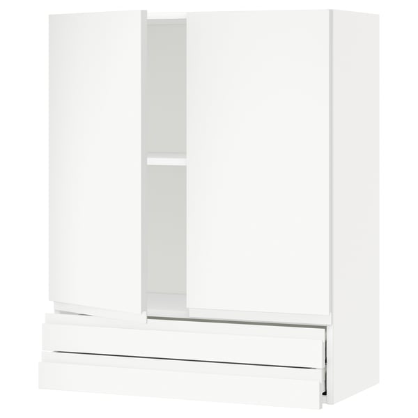 METOD / MAXIMERA - METOD / MAXIMERA Wall cabinet w 2 doors/2 drawers, white/Voxtorp matt white, 80x100 cm