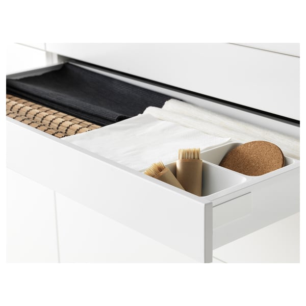 METOD / MAXIMERA - METOD / MAXIMERA Wall cab w 2 glass doors/2 drawers, white/Bodbyn grey, 80x100 cm