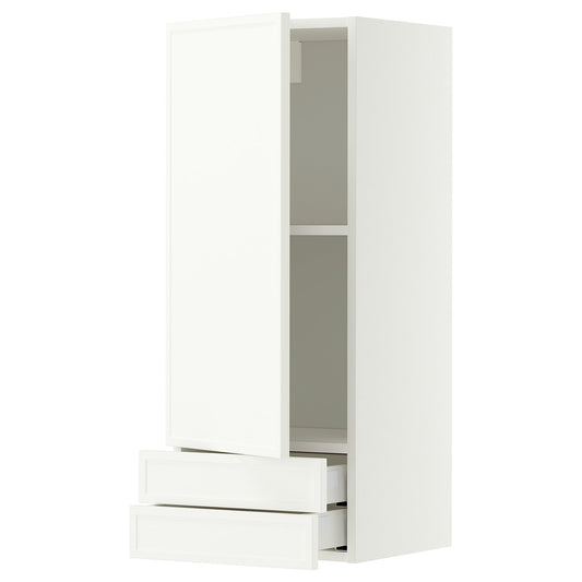 METOD / MAXIMERA wall cabinet with door/2 drawers, white/Aspudden matt white, 40x100 cm
