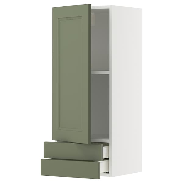 Ikea METOD / MAXIMERA - Wall unit with door/2drawers, white/Axstad gray-green,40x100 cm