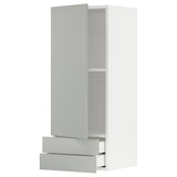 METOD / MAXIMERA wall cabinet with door/2 drawers, white/Havstorp light grey, 40x100 cm