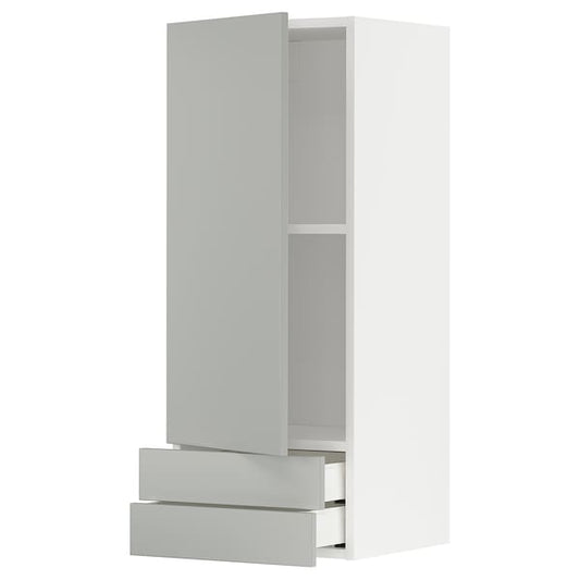 Ikea METOD / MAXIMERA - Wall cabinet with door/2 drawers, white/Havstorp light grey, 40x100 cm