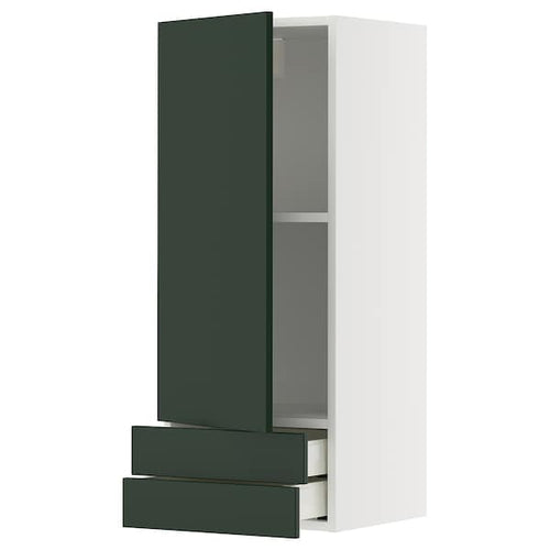 METOD / MAXIMERA - METOD / MAXIMERA Wall cabinet with door/2 drawers, white/Havstorp deep green, 40x100 cm