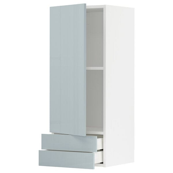 Ikea METOD / MAXIMERA - Wall cabinet with door/2 drawers, white/Kallarp light grey-blue, 40x100 cm