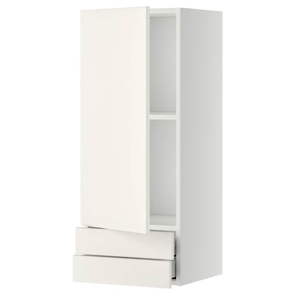 Ikea METOD / MAXIMERA - Wall cabinet with door/2 drawers, white/Veddinge white, 40x100 cm