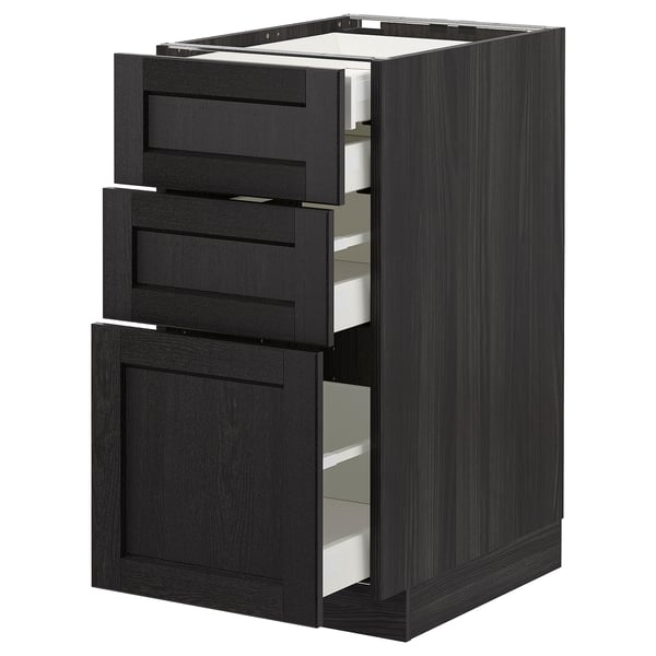 METOD - METOD Base cb 3 frnts/2 low/1 md/1 hi drw, black/Lerhyttan black stained, 40x60 cm