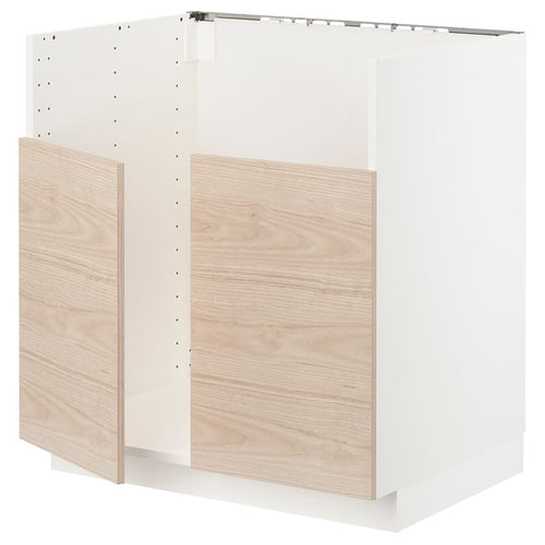 METOD Mob sink base TALLSJÖN, white/Askersund light ash effect, 80x60 cm