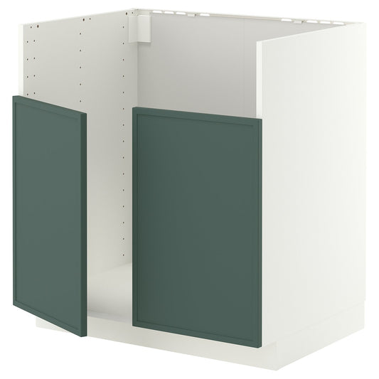 METOD base cab f TALLSJÖN sink, white/Aspudden dark grey-green, 80x60 cm