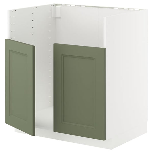 METOD - METOD Base cab f TALLSJÖN sink, white/Axstad grey-green, 80x60 cm