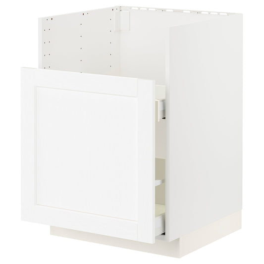 METOD base cab f TALLSJÖN sink, white Enköping/white wood effect, 60x60 cm