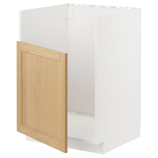 METOD base cab f TALLSJÖN sink, white/Forsbacka oak, 60x60 cm