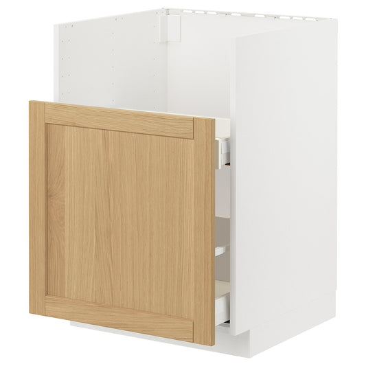 METOD base cab f TALLSJÖN sink, white/Forsbacka oak, 60x60 cm