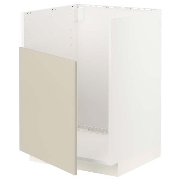 METOD base cab f TALLSJÖN sink, white/Nickebo matt grey-green, 60x60 cm