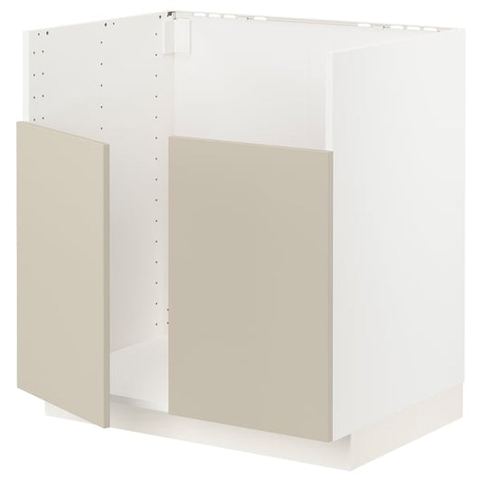 METOD - METOD Base cab f TALLSJÖN sink, white/Havstorp beige, 80x60 cm