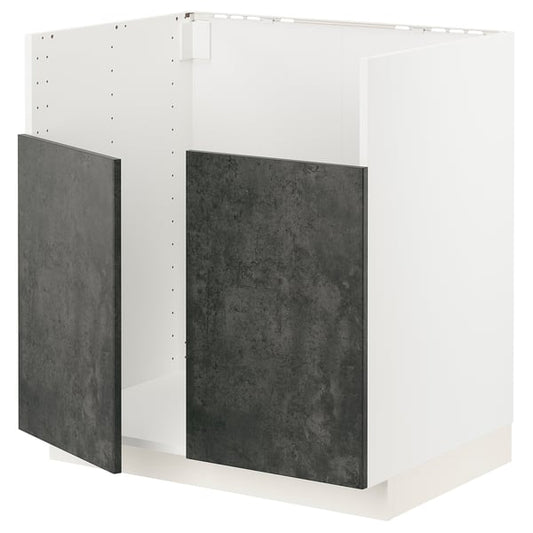 METOD Mob sink base TALLSJÖN, white/Kalhyttan dark gray concrete effect, 80x60 cm