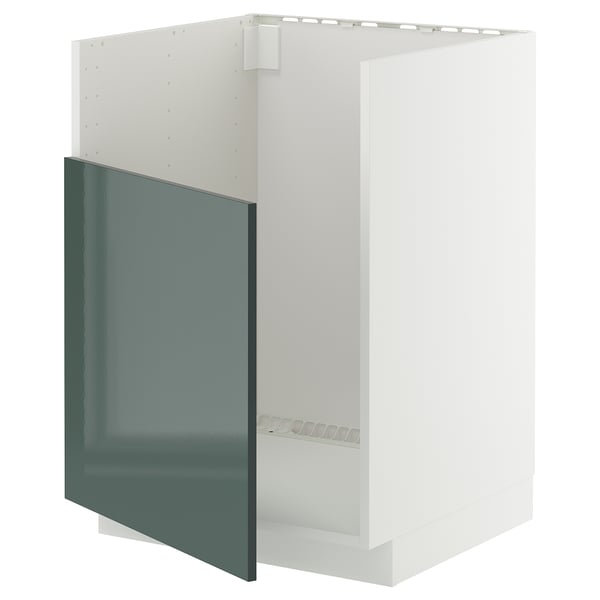 METOD base cab f TALLSJÖN sink, white/Kallarp high-gloss dark grey-green, 60x60 cm
