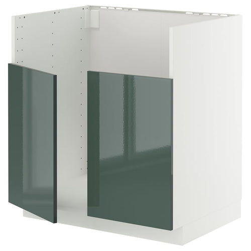 METOD - Mob sink base unit TALLSJÖN, white/Kallarp dark grey-green glossy,80x60 cm