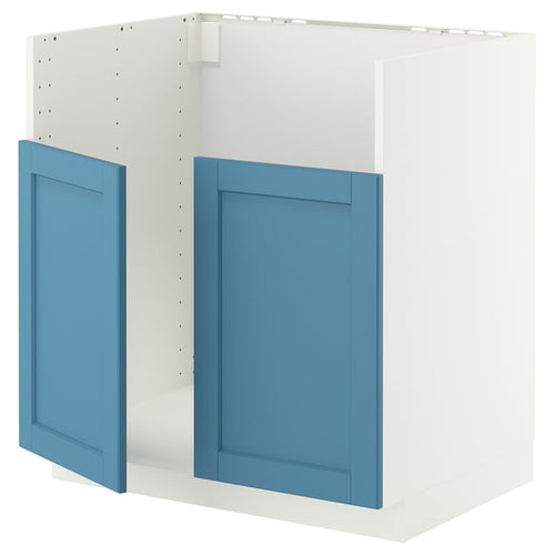 METOD base cab f TALLSJÖN sink, white/Lerhyttan blue, 80x60 cm