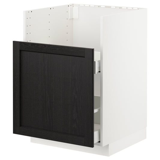 METOD base cab f TALLSJÖN sink, white/Lerhyttan black stained, 60.0x80.0x60.0 cm