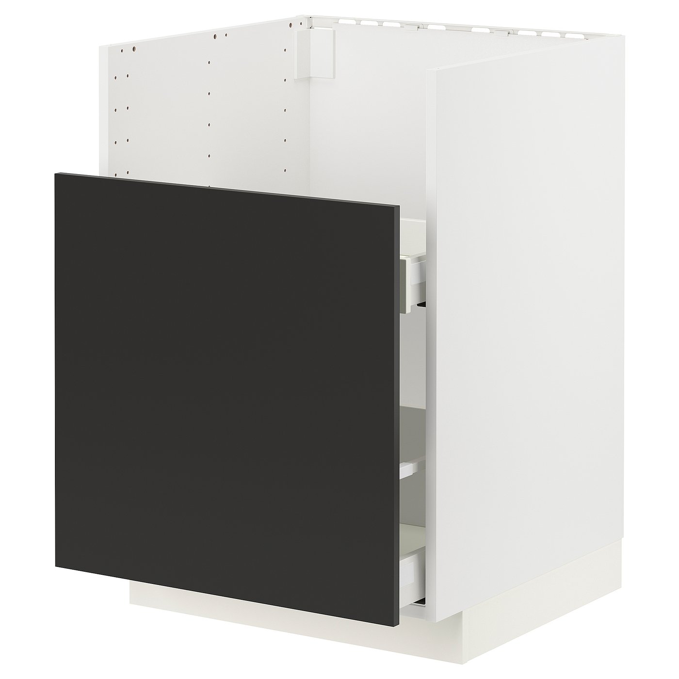 METOD base cab f TALLSJÖN sink, white/Nickebo matt anthracite, 60x60 cm