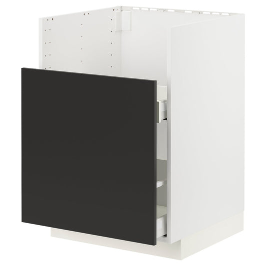 METOD base cab f TALLSJÖN sink, white/Nickebo matt anthracite, 60x60 cm