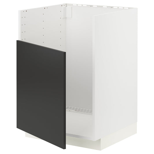 METOD base cab f TALLSJÖN sink, white/Nickebo matt anthracite, 60x60 cm