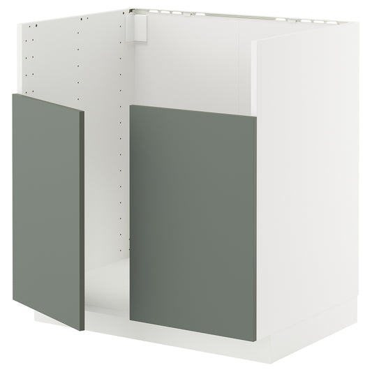 METOD base cab f TALLSJÖN sink, white/Nickebo matt grey-green, 80x60 cm
