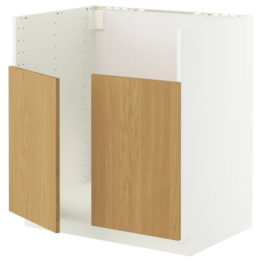 METOD mob sink base TALLSJÖN, white/Sinarp oak veneer, 80x60 cm