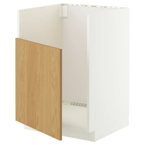 METOD base cab f TALLSJÖN sink, white/Sinarp oak veneer, 60x60 cm
