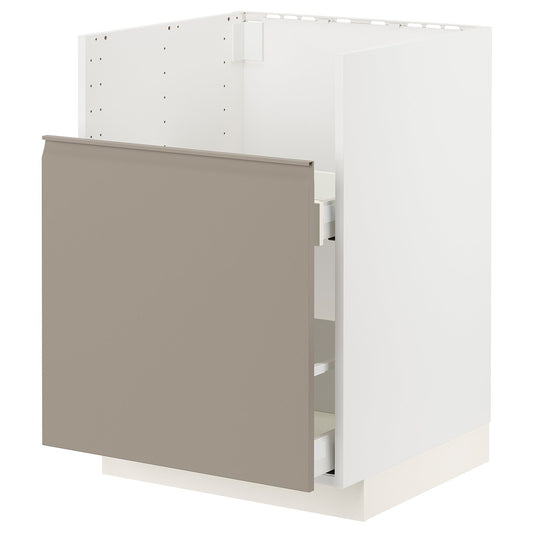 METOD base cab f TALLSJÖN sink, white/Upplöv matt dark beige, 60x60 cm
