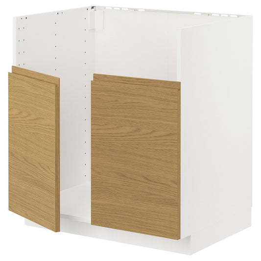 METOD base cab f TALLSJÖN sink, white/Voxtorp oak effect, 80x60 cm
