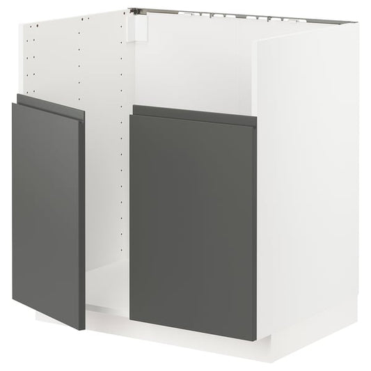 METOD - METOD Base cab f TALLSJÖN sink, white/Voxtorp dark grey, 80x60 cm