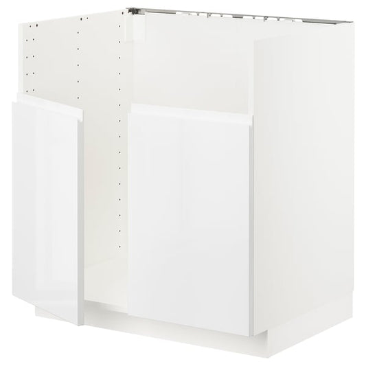 METOD - METOD Base cab f TALLSJÖN sink, white/Voxtorp high-gloss/white, 80x60 cm
