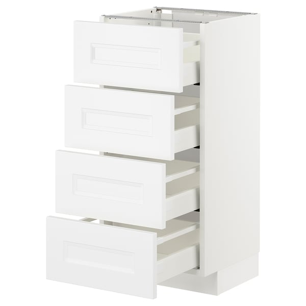 METOD base cab 4 frnts/4 drawers, white/Axstad matt white, 40x37 cm